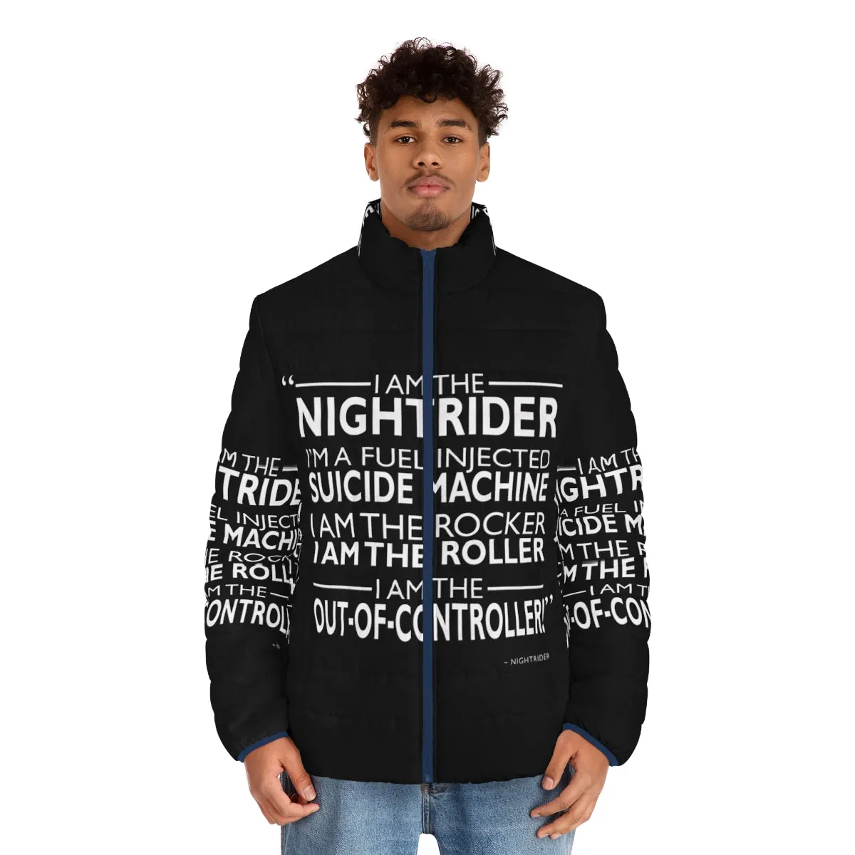 "I Am The Nightrider Puffer Jacket: Iconic Movie-Inspired Style"