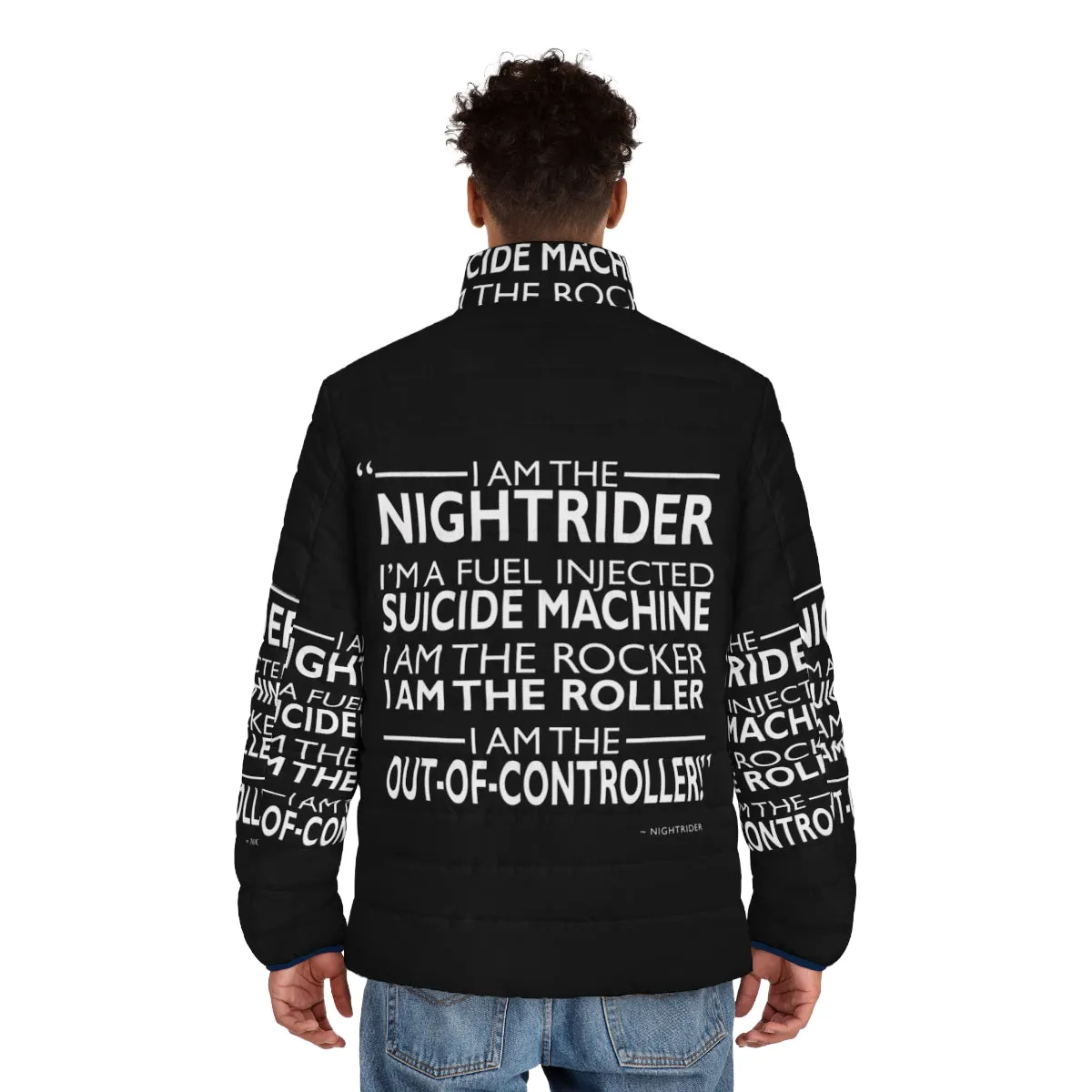 "I Am The Nightrider Puffer Jacket: Iconic Movie-Inspired Style"