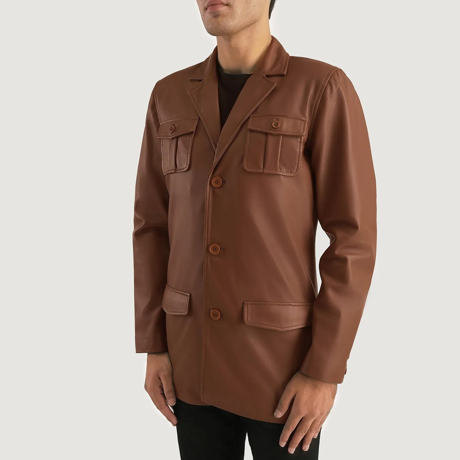 Ray Cutler Brown Leather Blazer