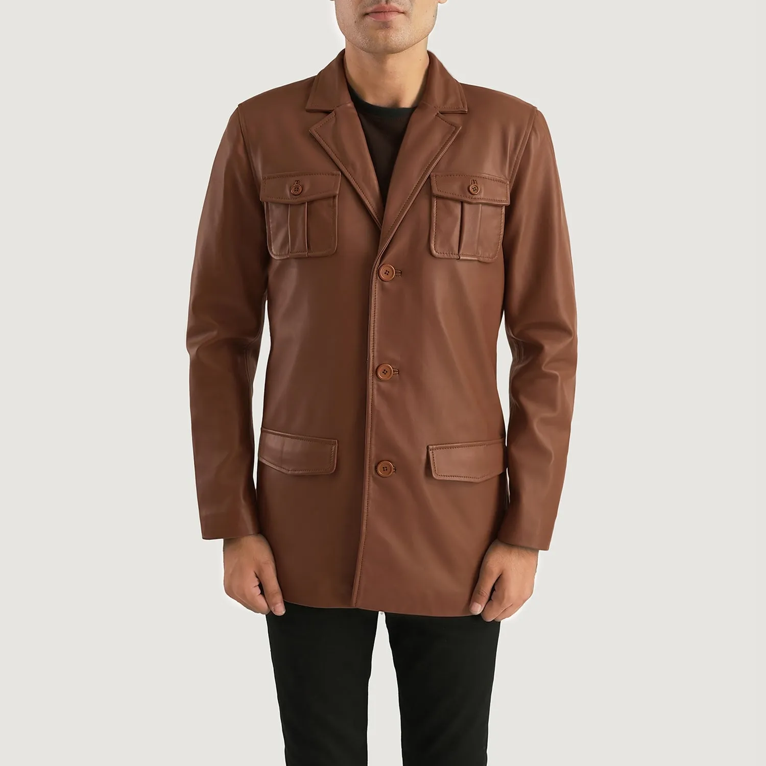 Ray Cutler Brown Leather Blazer