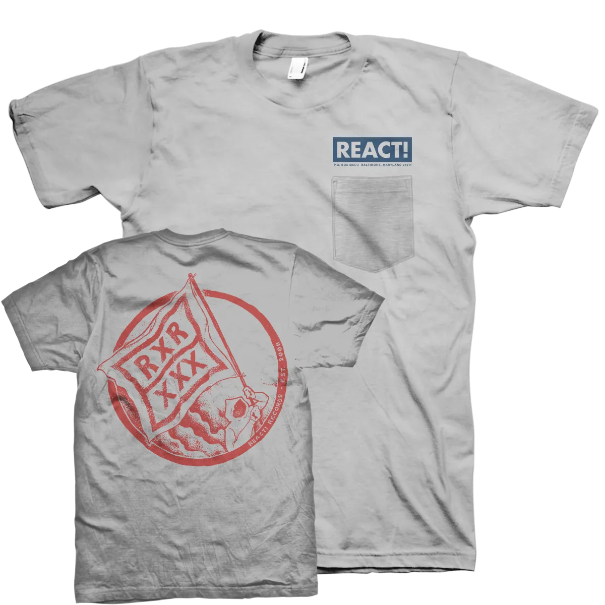 React Records "Flag Man Pocket" Grey T-Shirt