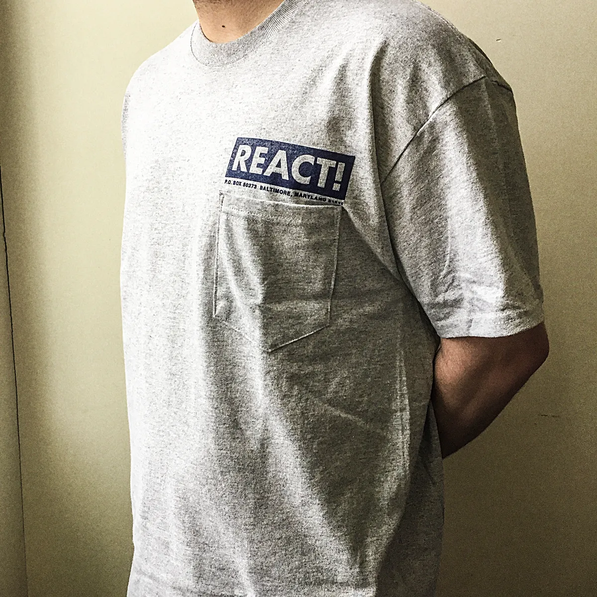 React Records "Flag Man Pocket" Grey T-Shirt