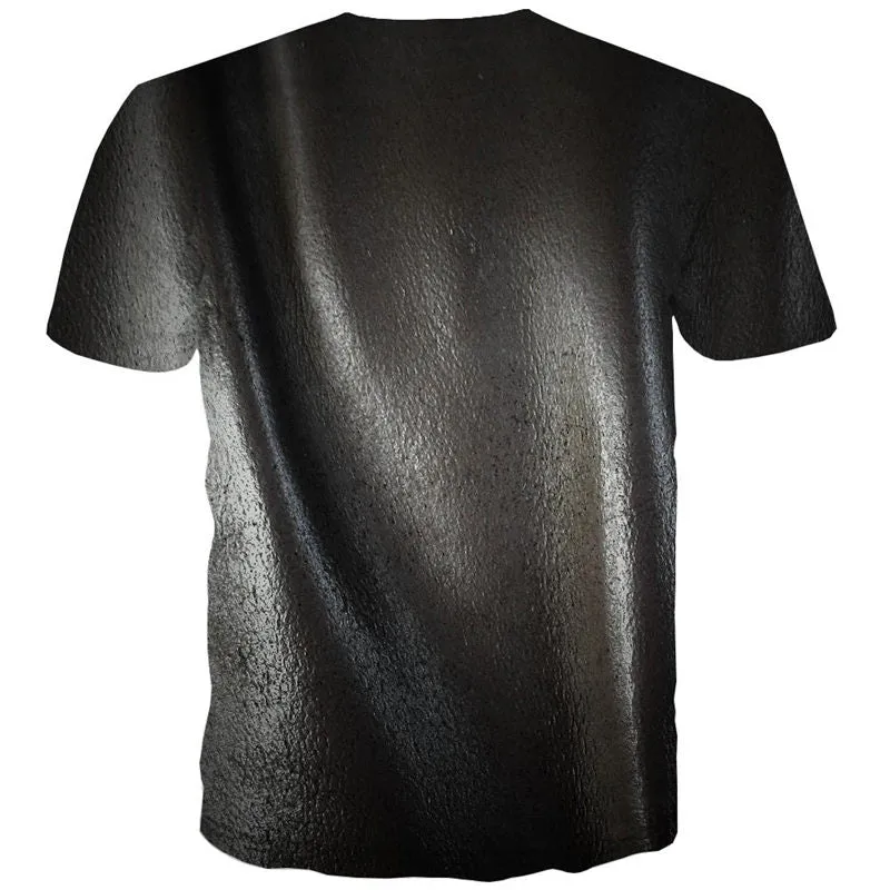 Reflective black leather texture tshirt special texture Casual shirt 3D art costume different Casual men