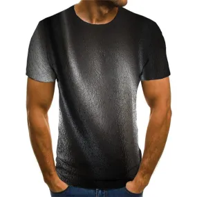 Reflective black leather texture tshirt special texture Casual shirt 3D art costume different Casual men