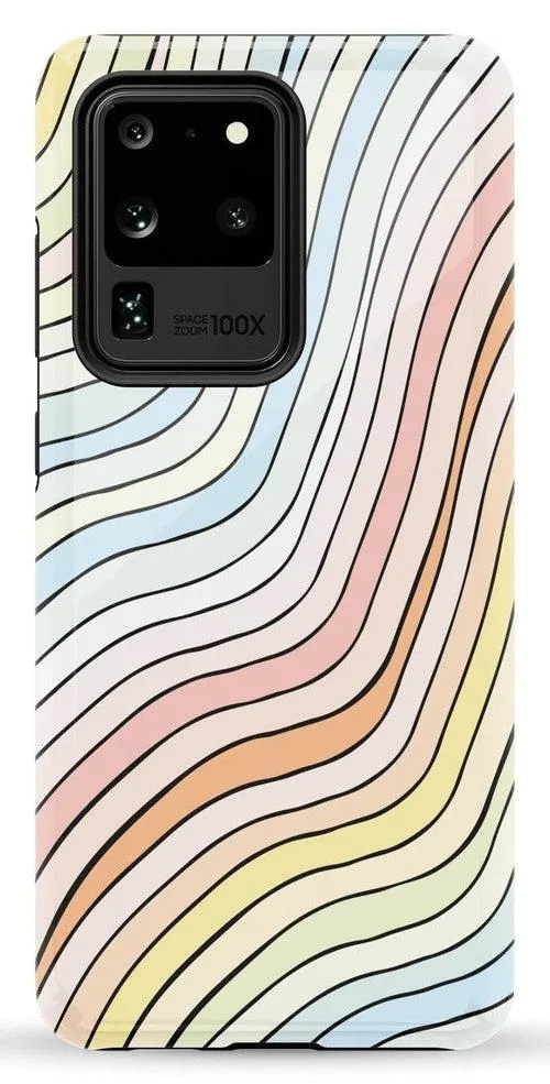 Ride The Wave | Pastel Rainbow Lined Samsung Case