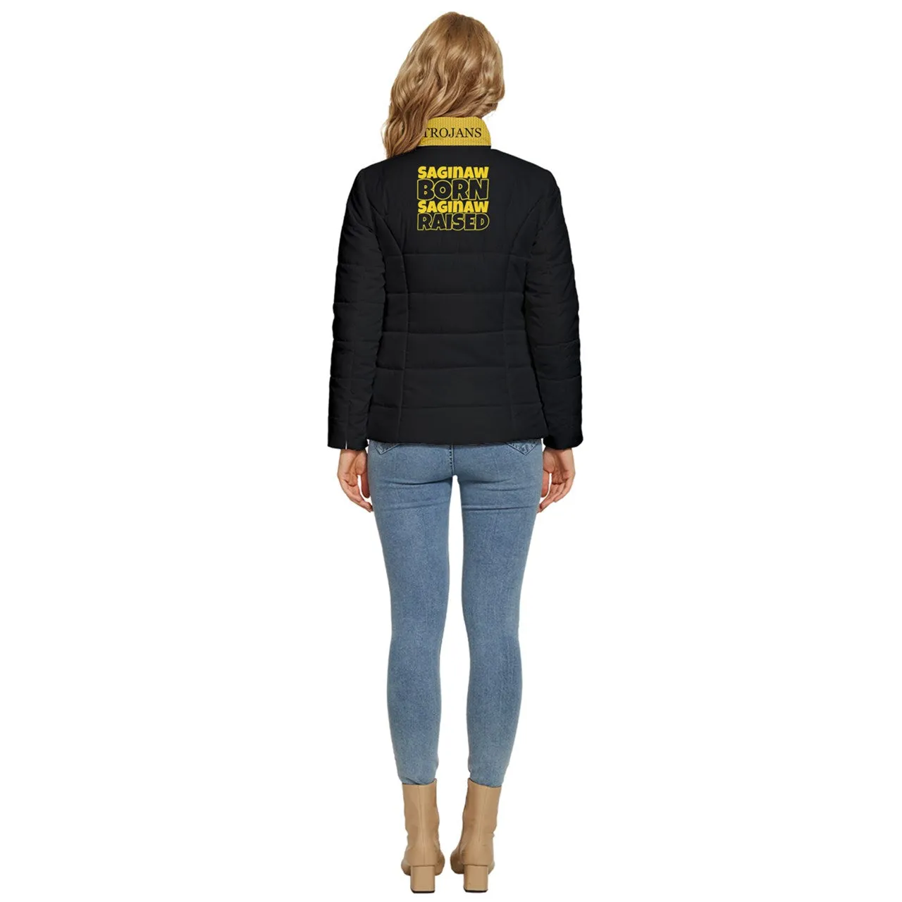 Saginaw Born & Raised Trojans Women's Puffer Bubble Jacket Coat