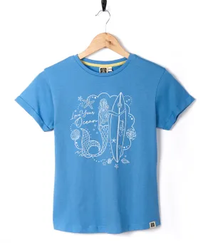 Saltrock Mermaid Surf - Kids Short Sleeve T-Shirt - Light Blue