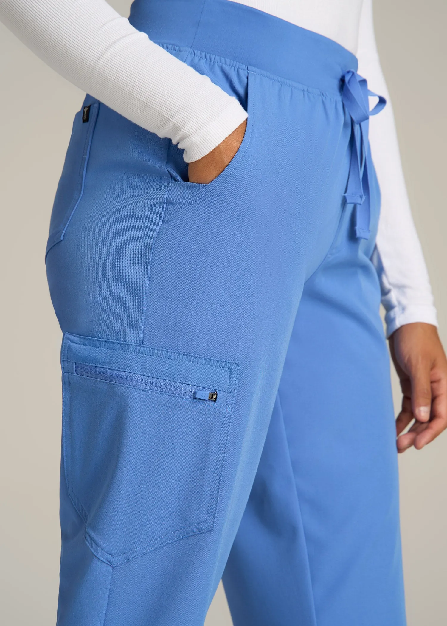 Scrub Joggers for Tall Women in Deep Sky Blue