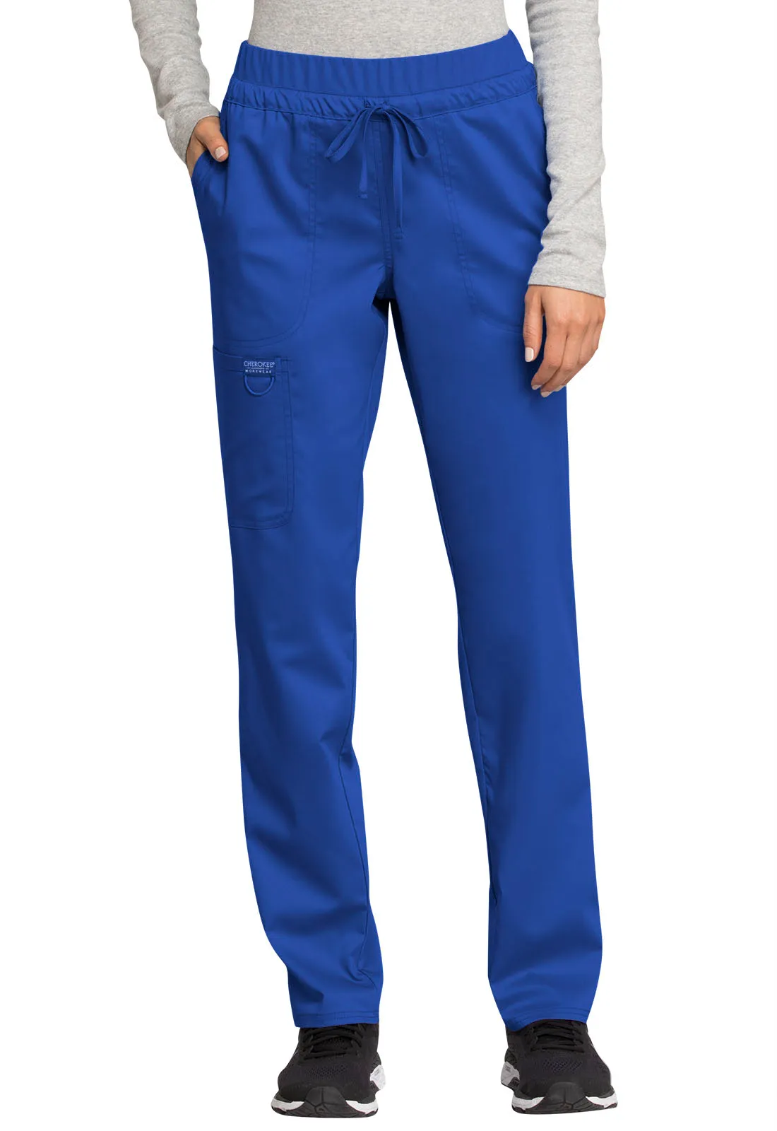 Scrub Pants - Cherokee WW Revolution Women's Mid Rise Tapered Leg Drawstring Pant - Royal, WW105