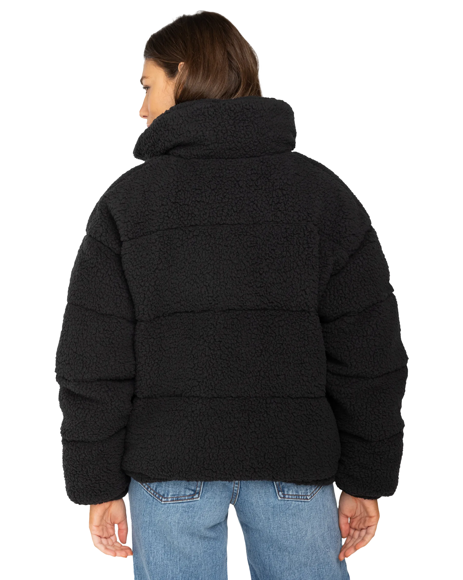 Sherpa Puffer Jacket in Black Sands