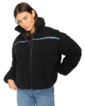 Sherpa Puffer Jacket in Black Sands