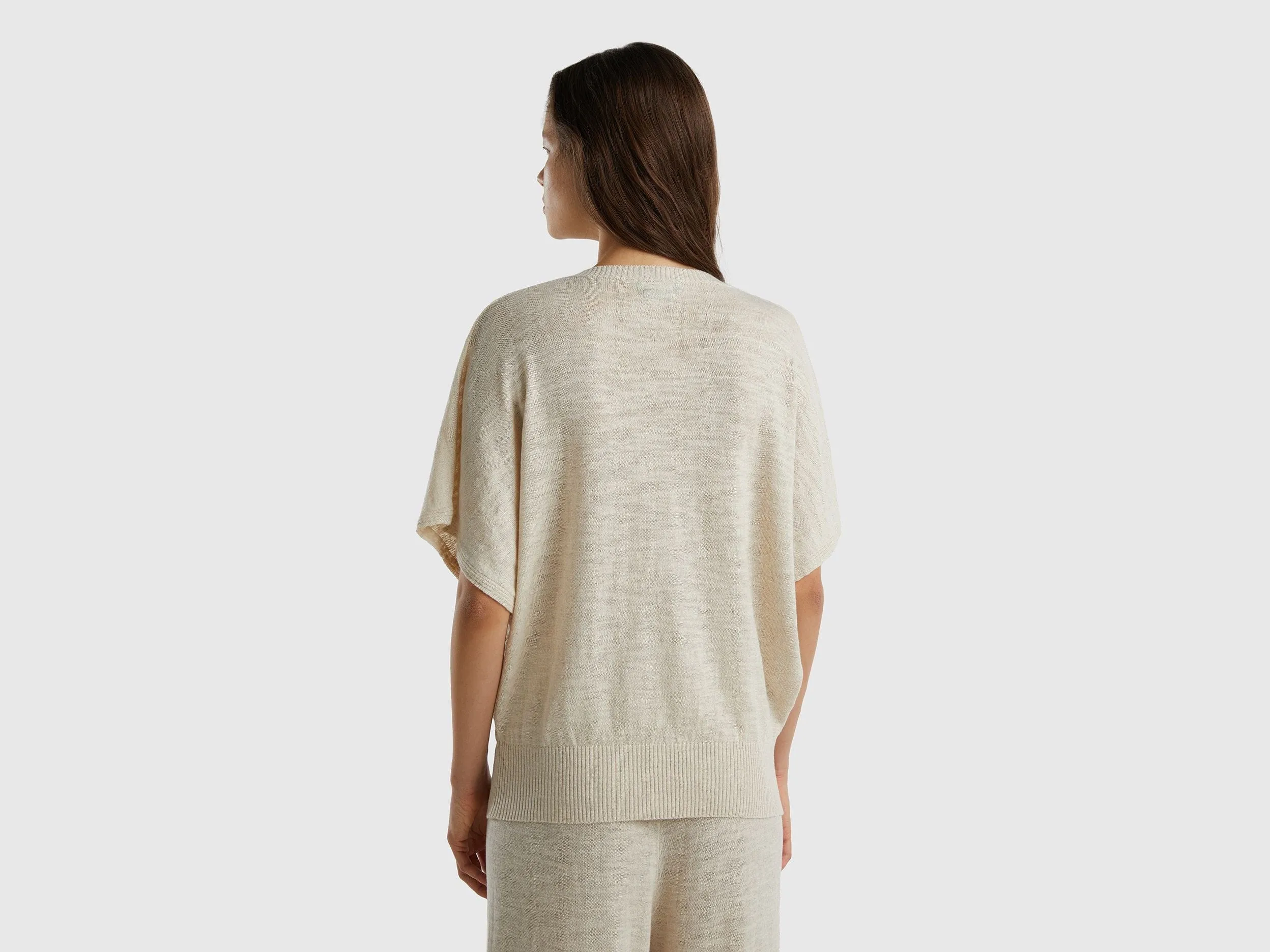 Short sleeve sweater in linen blend