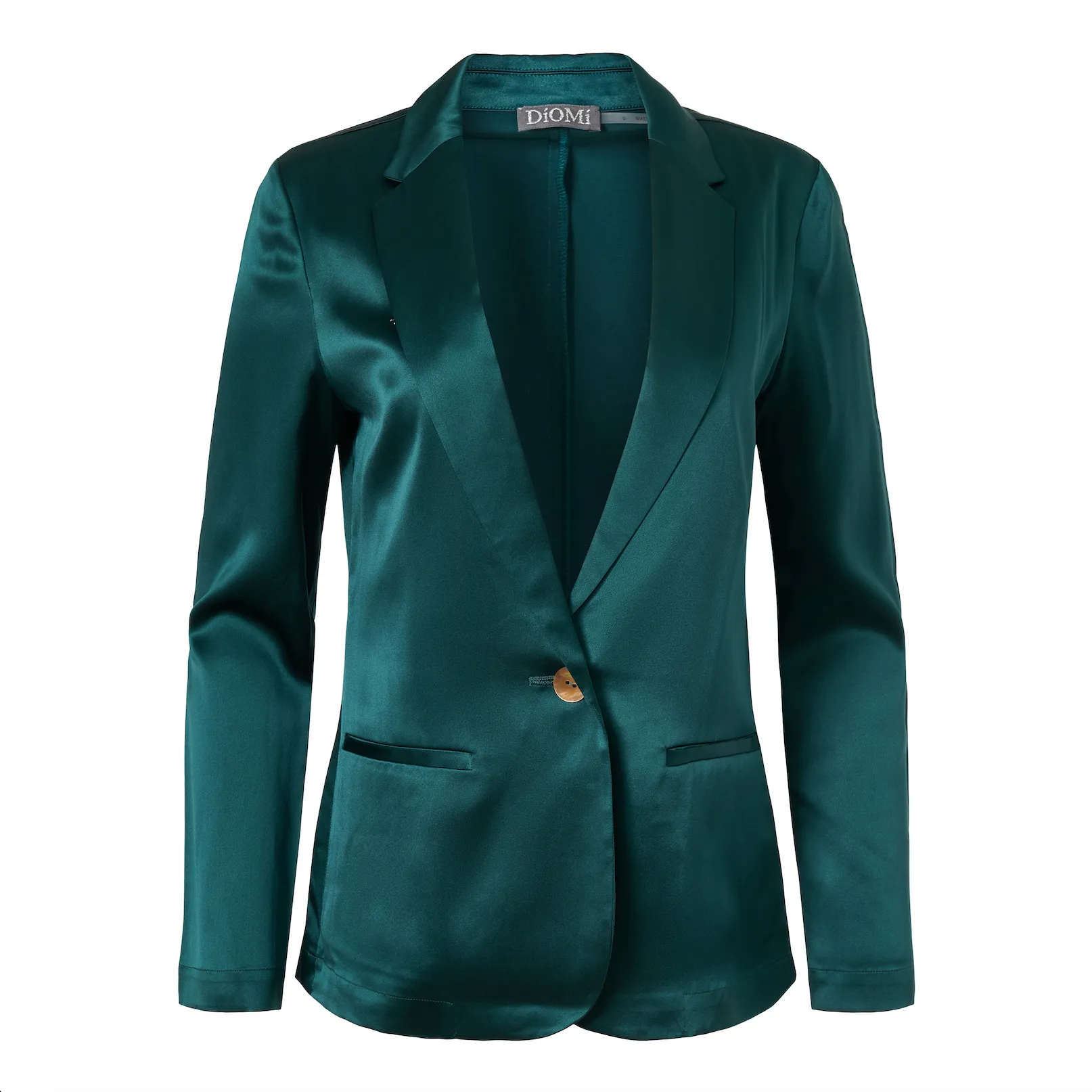 Silk Fitted Blazer In Forest Green