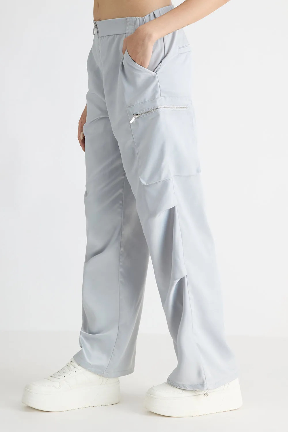 Silver Parachute Cargo Pants