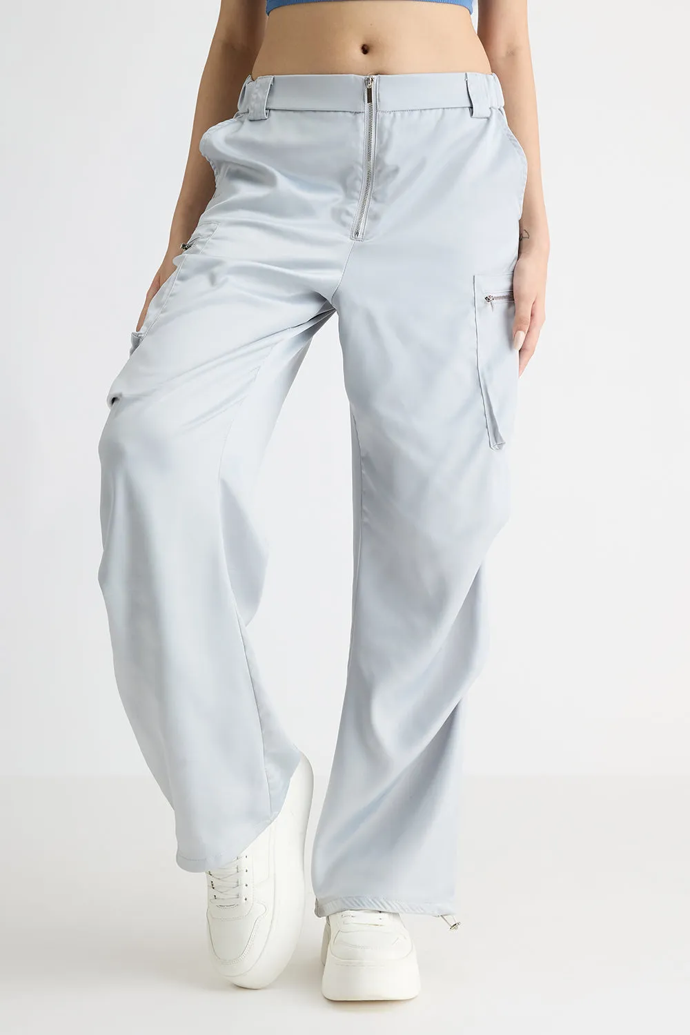 Silver Parachute Cargo Pants