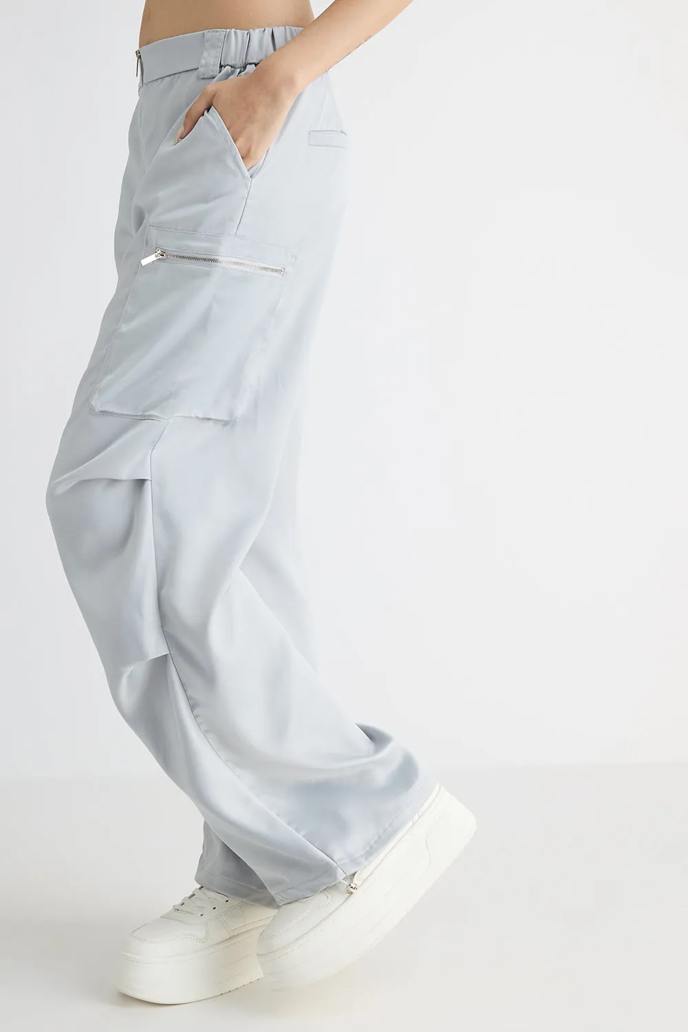 Silver Parachute Cargo Pants