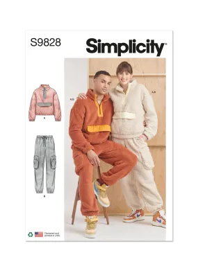 Simplicity Pattern 9828 Unisex Sweatshirt and Pants