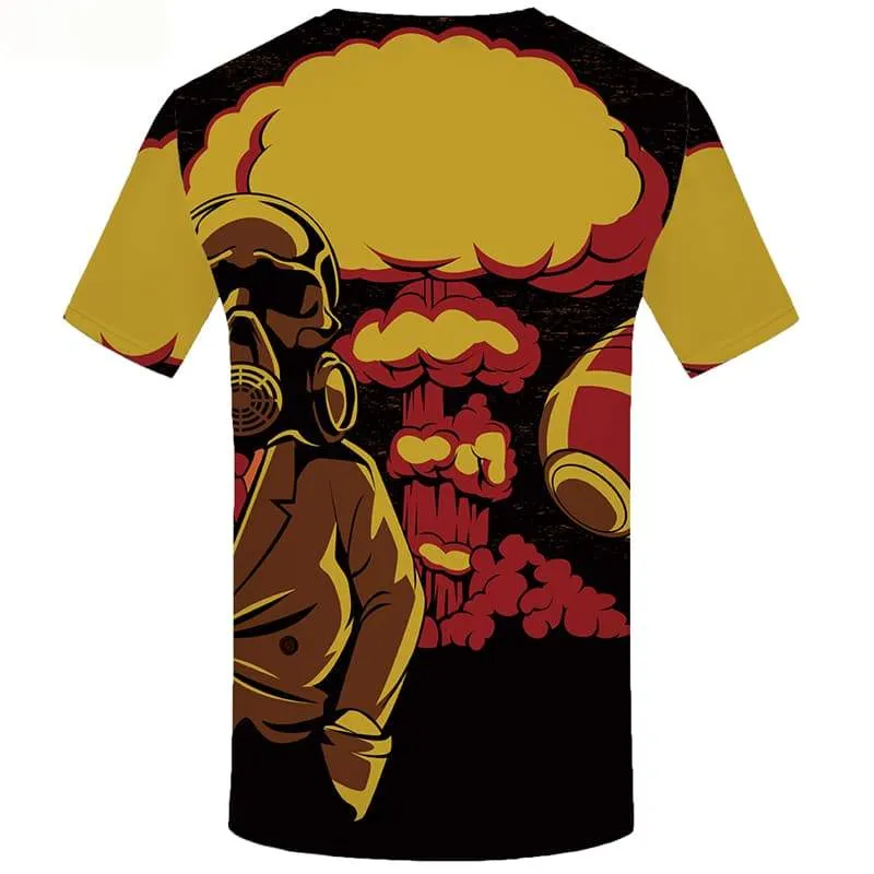 Skull T shirts Men Military T-shirts 3d Cloud Shirt Print Yellow Tshirt Printed Bomb Tshirts Casual Short Sleeve Full Print