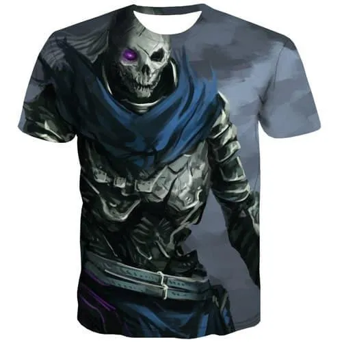 Skull T shirts Men Military Tshirts Casual Terror T shirts Funny Military Shirt Print Anime Costume Tshirt Printed Short Sleeve