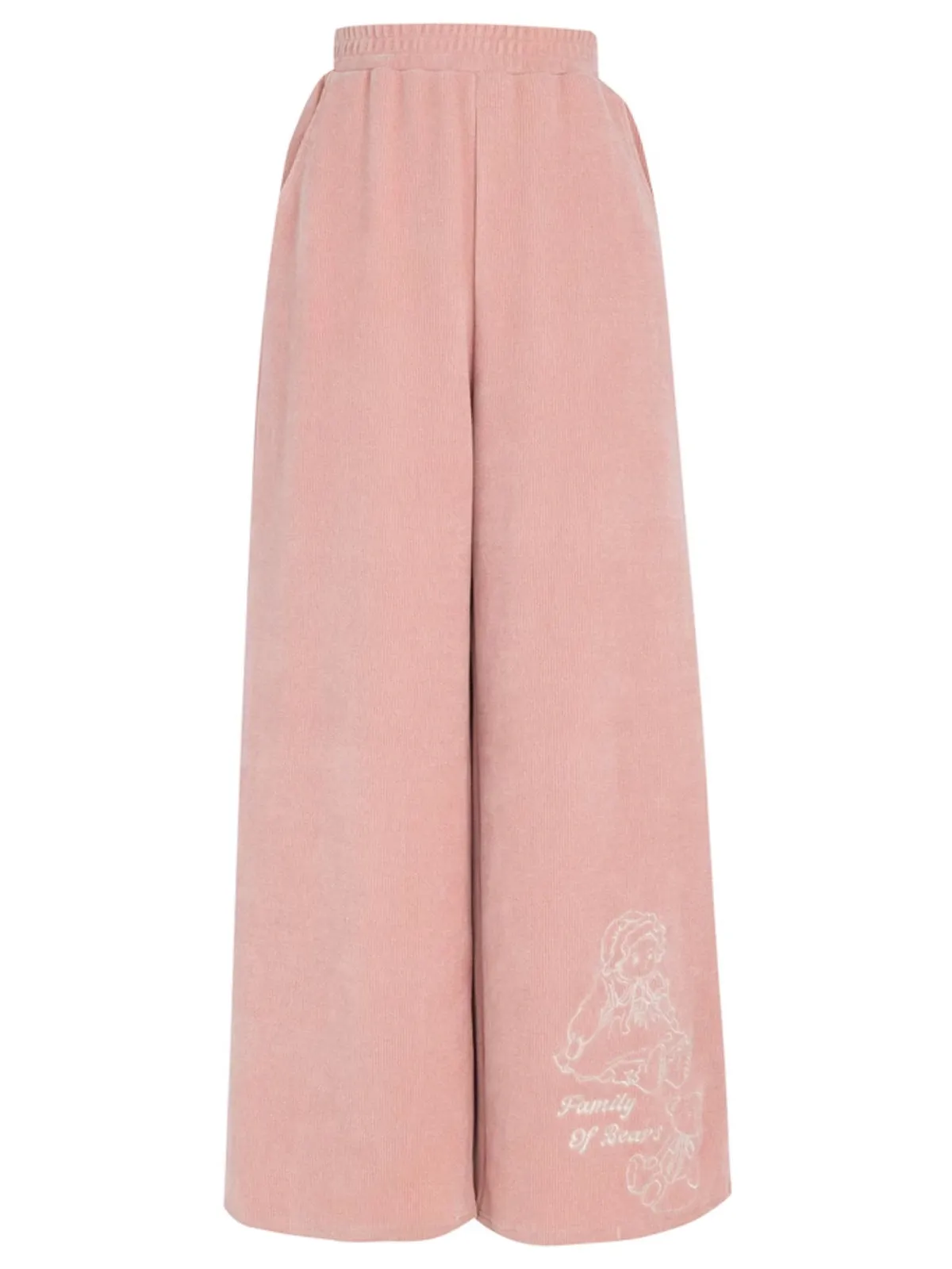 Soft and Cute Family of Bears Pink Wide Leg Pants