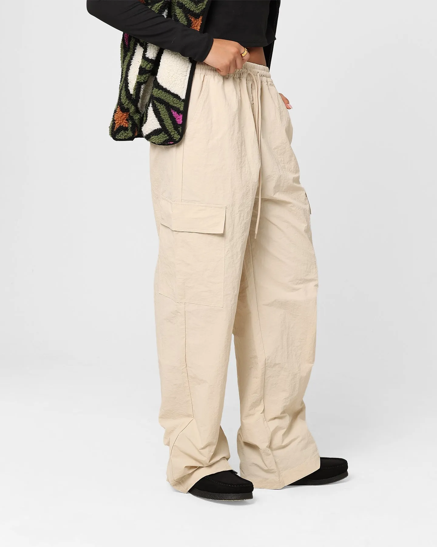 Stussy Women's Nylon Cargo Pants White Sand