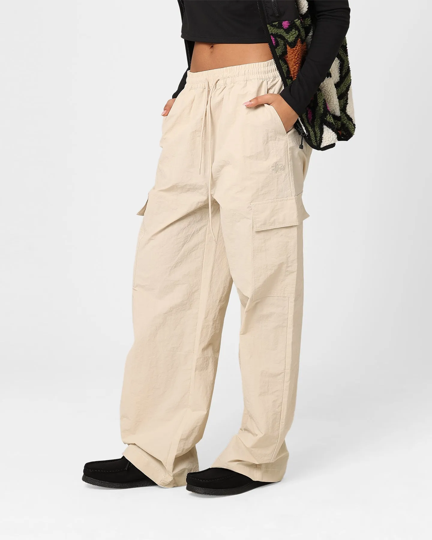 Stussy Women's Nylon Cargo Pants White Sand