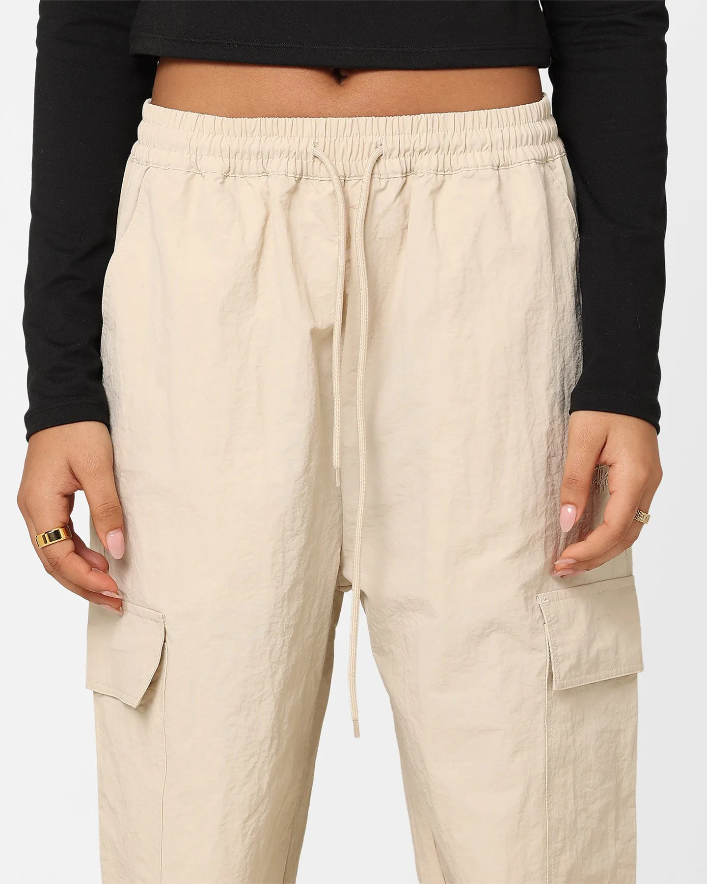 Stussy Women's Nylon Cargo Pants White Sand