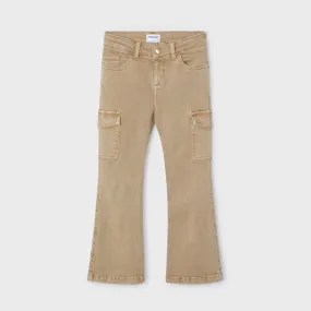 Tan Flared Cargo Pants