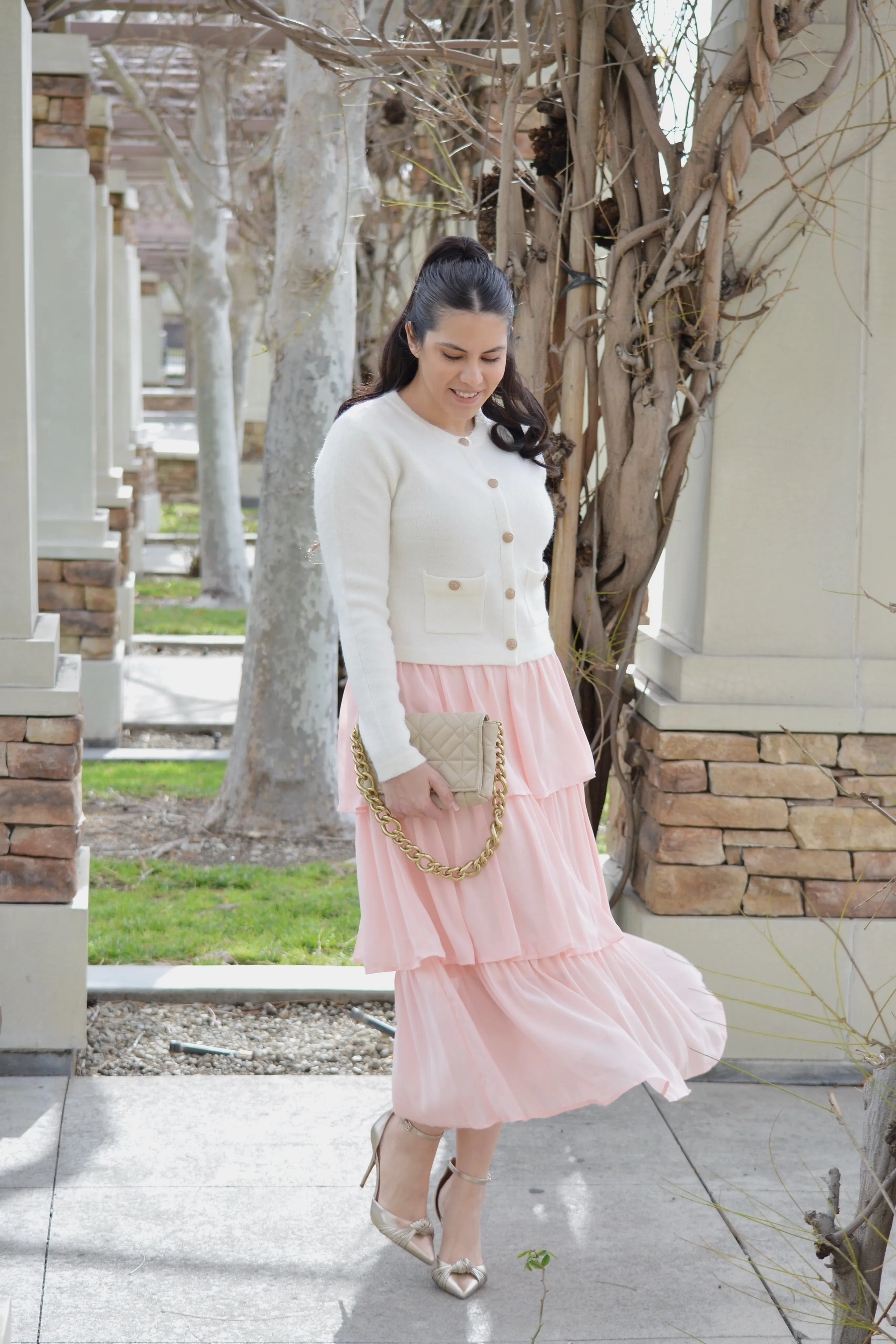 Tara Blush Ruffled Skirt