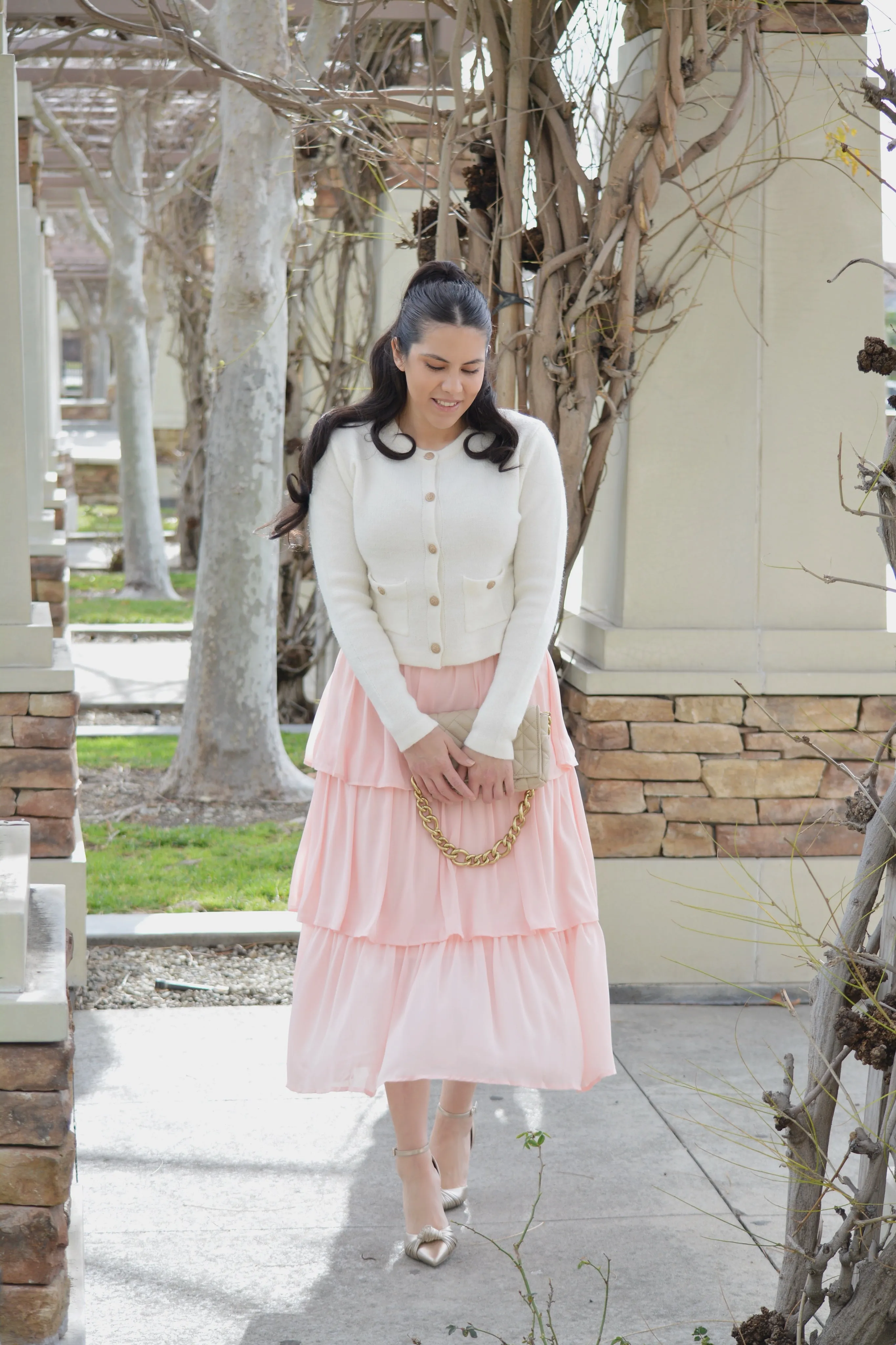 Tara Blush Ruffled Skirt