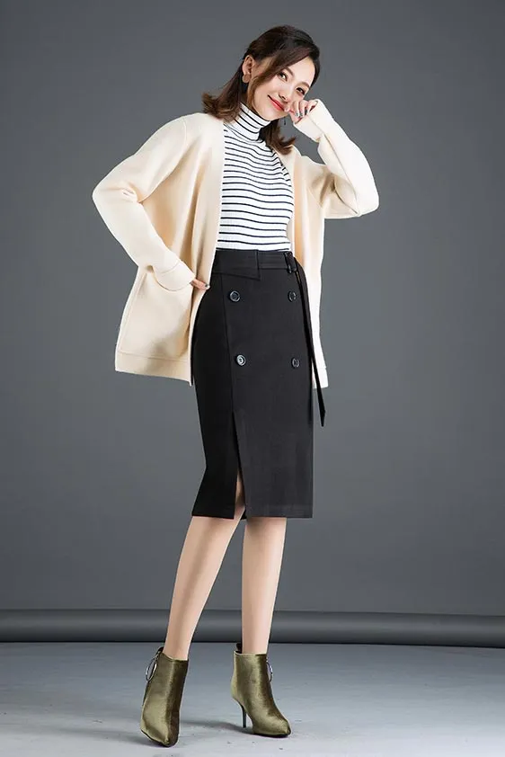 The new autumn and winter wool skirt for women with the long high-waisted a-line S035