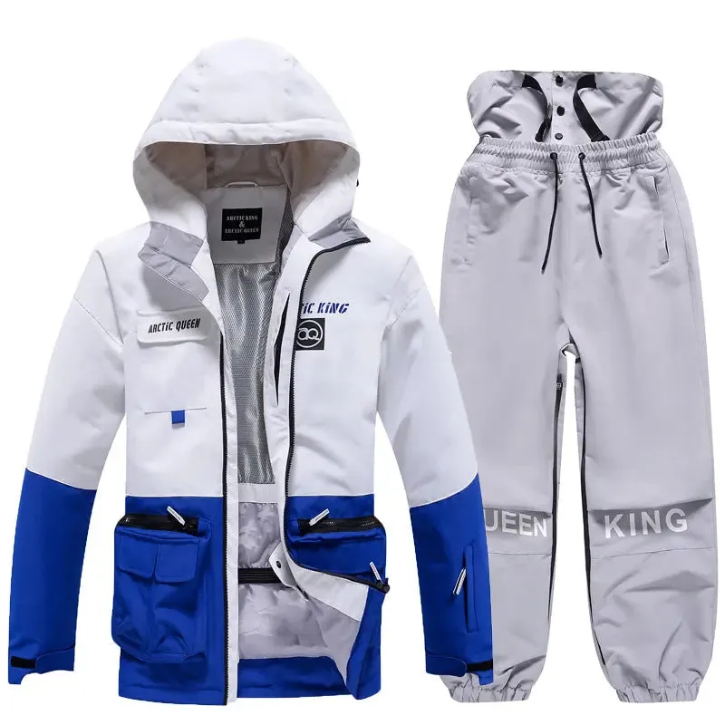 Unisex Insulated Cargo Jacket & Jogger Pants Ski Set 