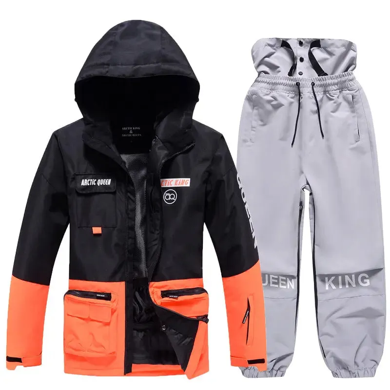 Unisex Insulated Cargo Jacket & Jogger Pants Ski Set 