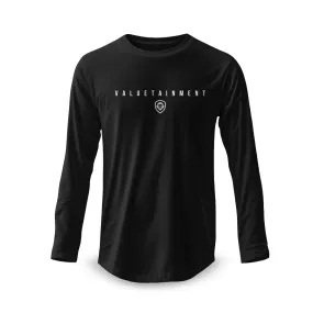 Valuetainment Premium Black Curved Hem Long Sleeve T-Shirt