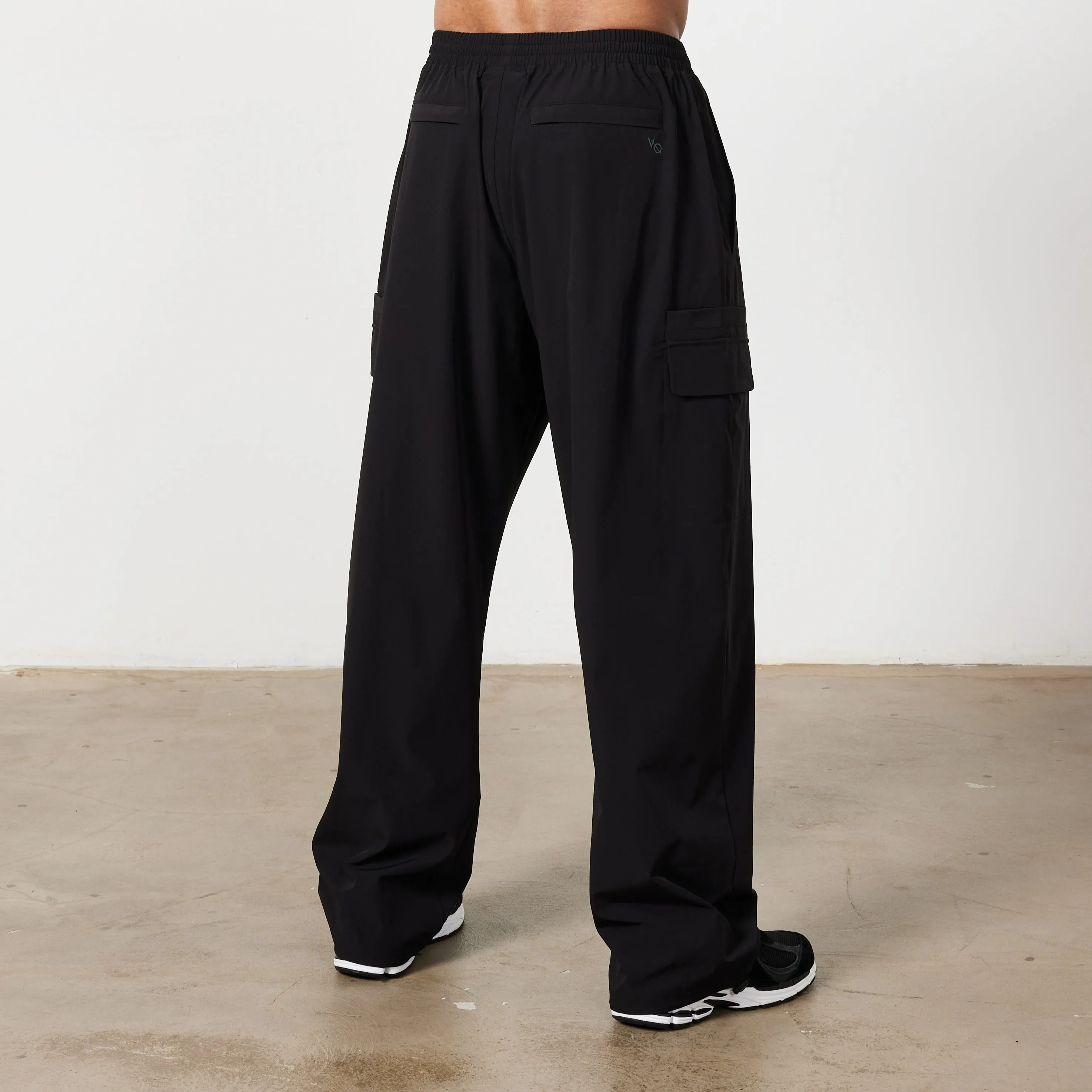 Vanquish Utility Black Wide Leg Cargo Pants