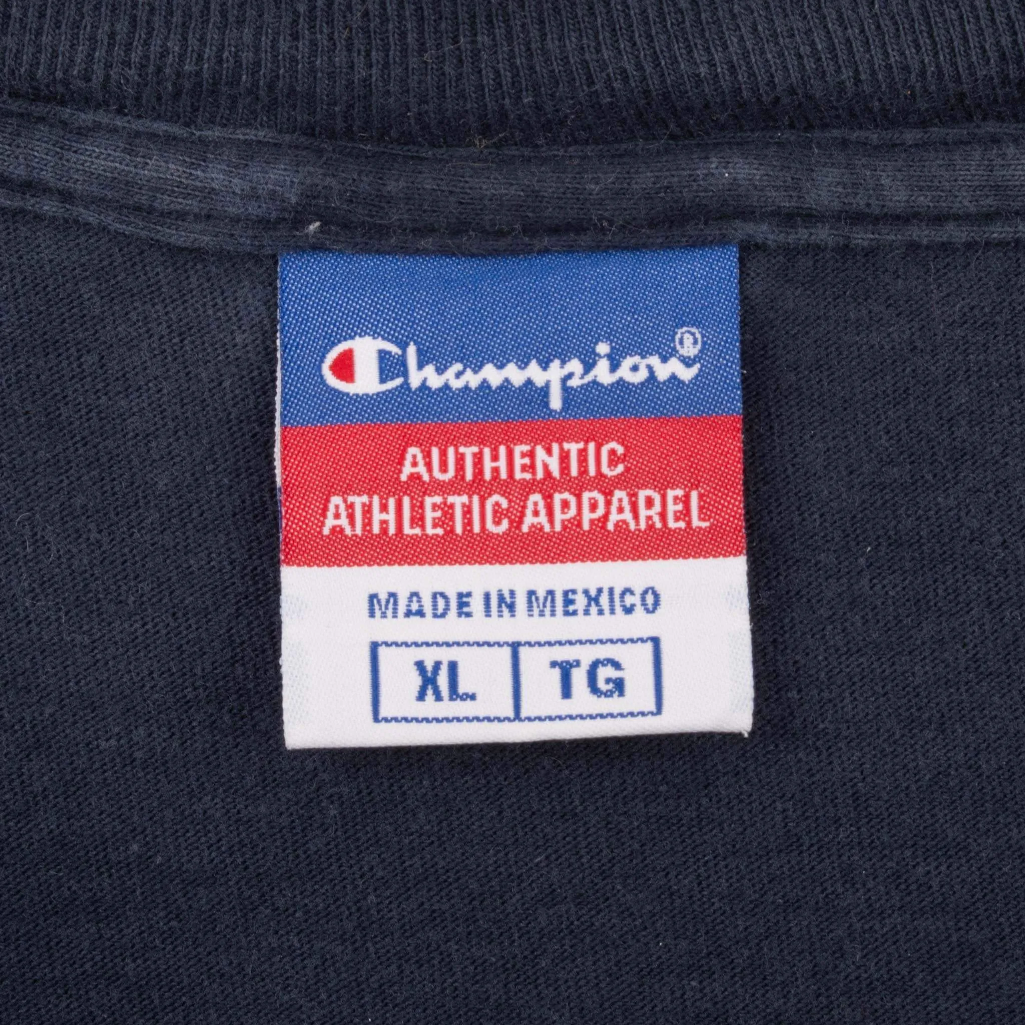 VINTAGE CHAMPION EMBROIDERED LONG SLEEVE BLUE TEE SHIRT 2000S XL