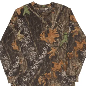 VINTAGE HUNTING MOSSY OAK BREAK UP CAMO LONG SLEEVE POCKET TEE SHIRT SIZE LARGE