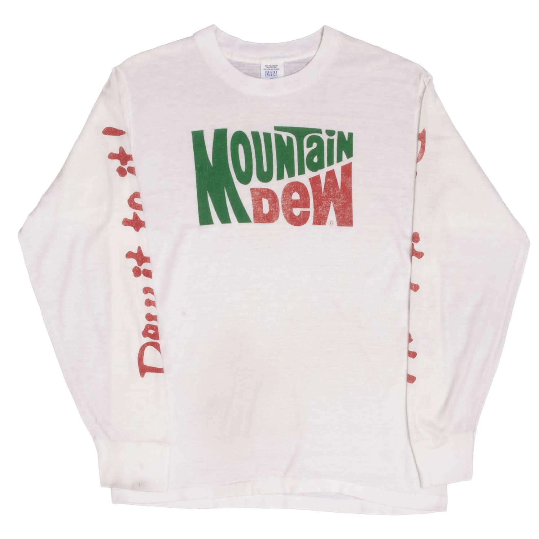 VINTAGE MOUNTAIN DEW LONG SLEEVE TEE SHIRT 1980S SIZE MEDIUM MADE IN USA