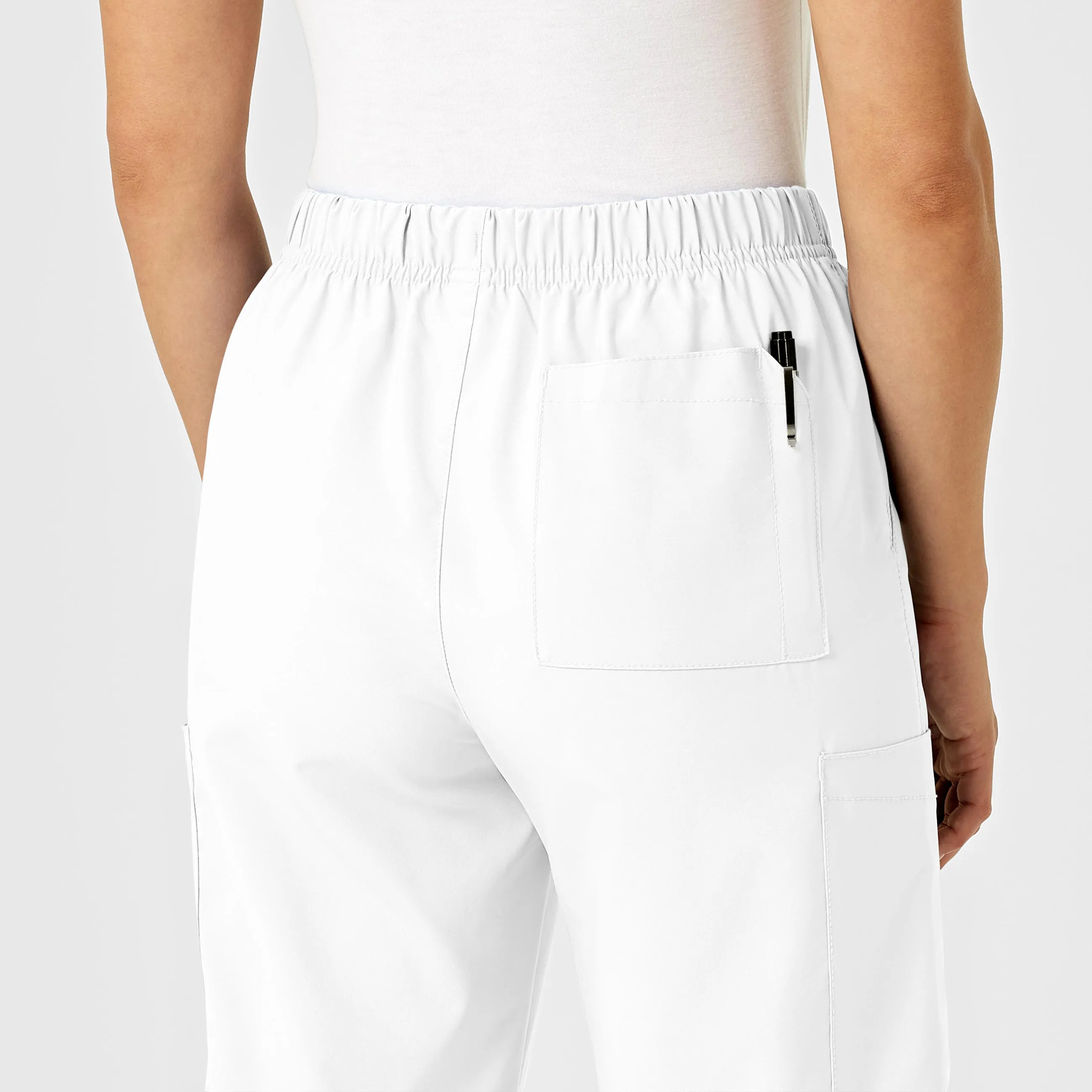 W123 Unisex Multi-Cargo Scrub Pant - White