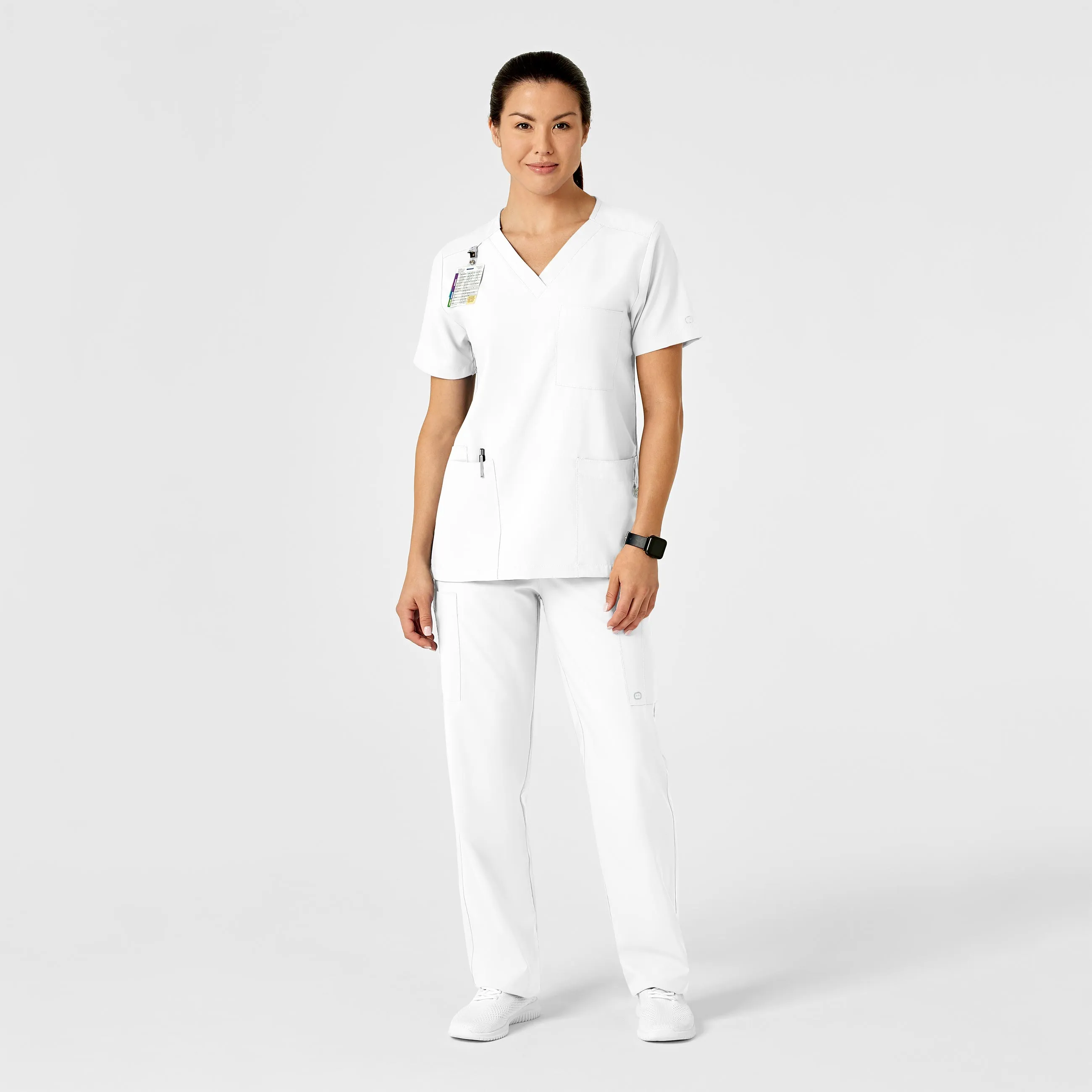 W123 Unisex Multi-Cargo Scrub Pant - White