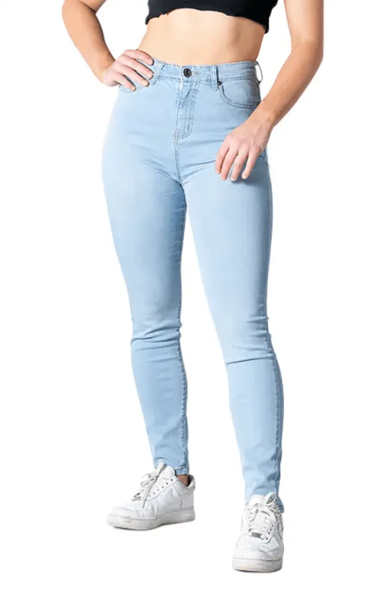 Wakee Light Blue High Rise Long Length Jeans