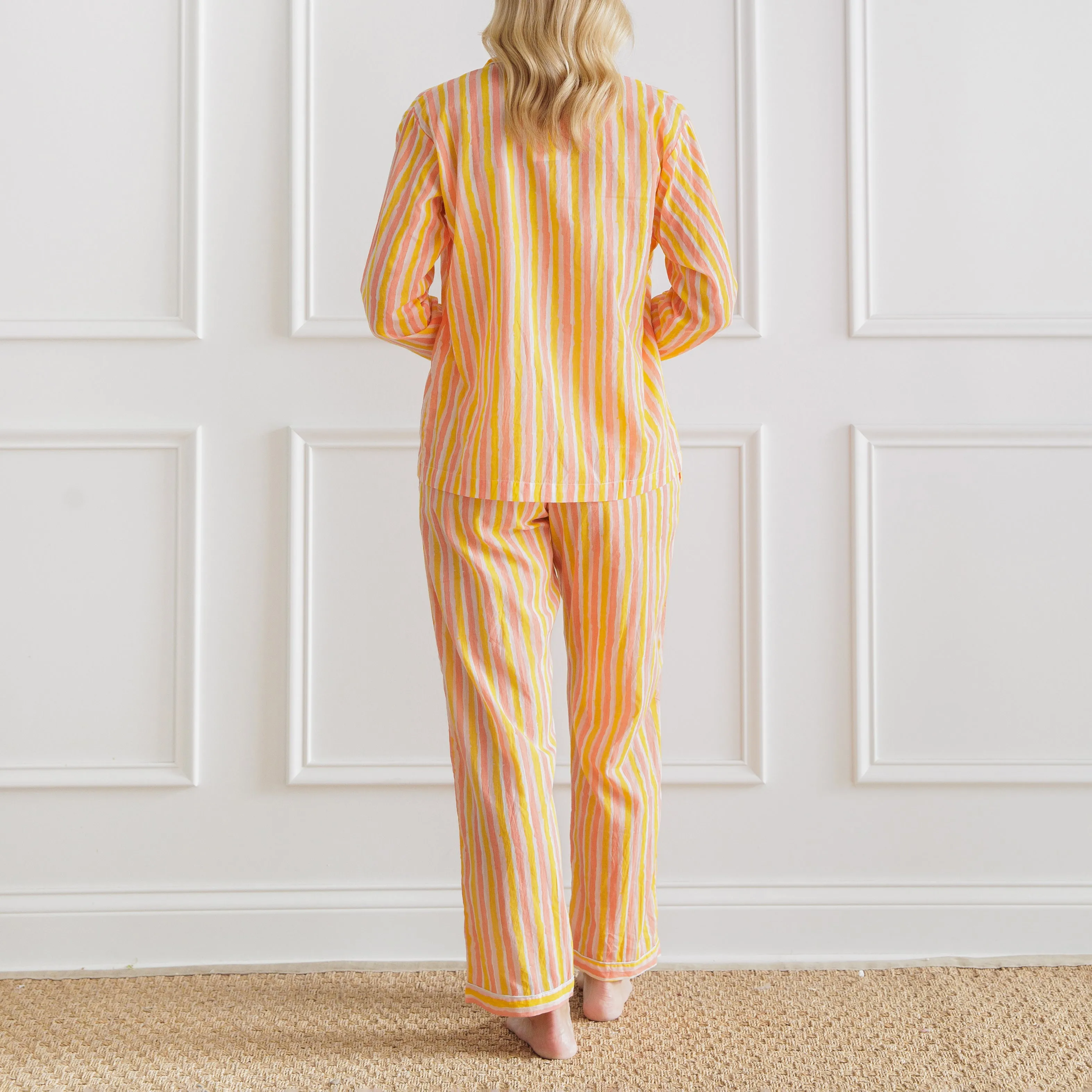 Watercolor Orange Stripe Pajama Set