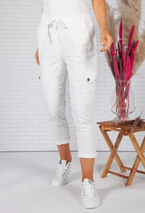 White Cargo Joggers