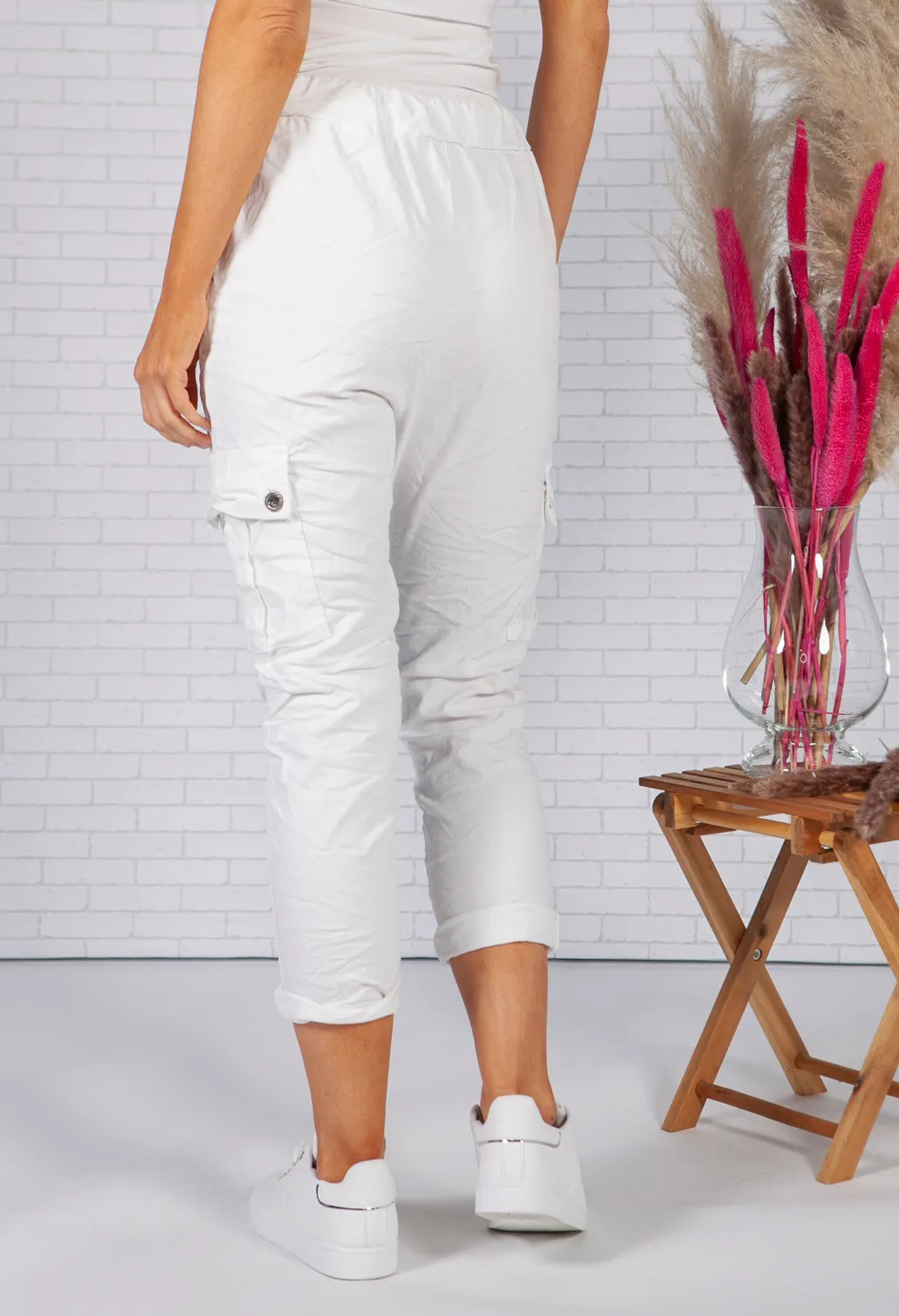 White Cargo Joggers