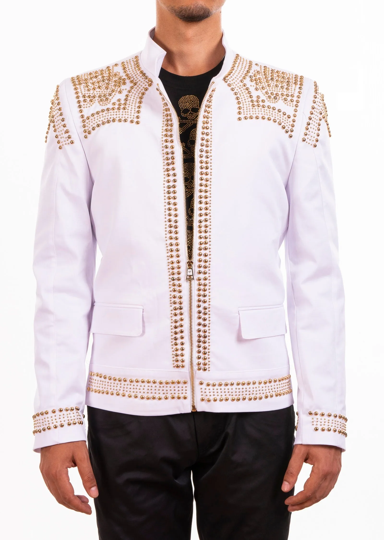 White Gold "Luxe" Studded Jacket