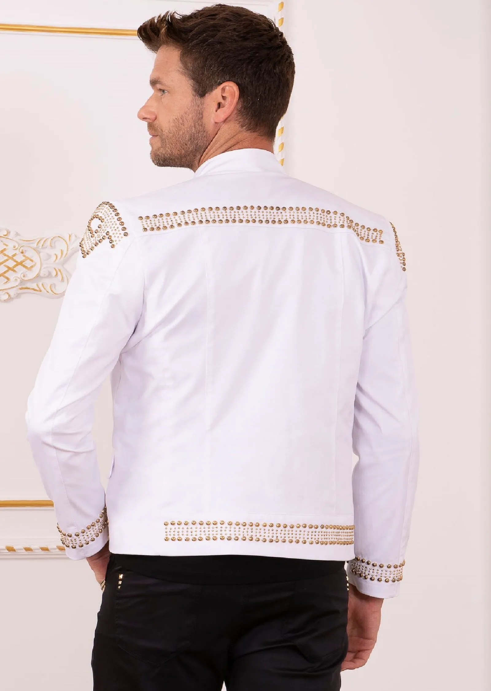 White Gold "Luxe" Studded Jacket