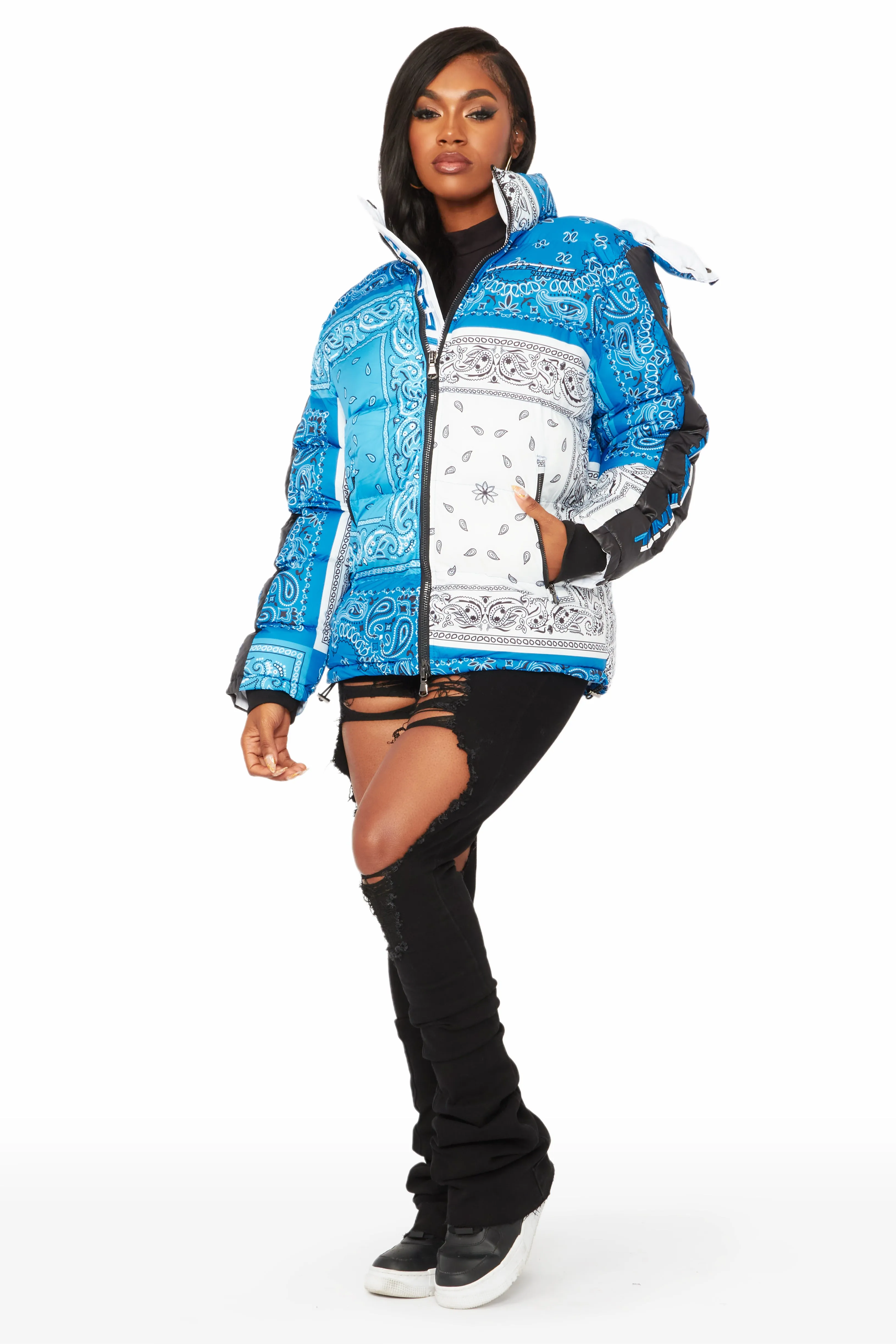 Who's Team Blue Oversized Puffer Jacket