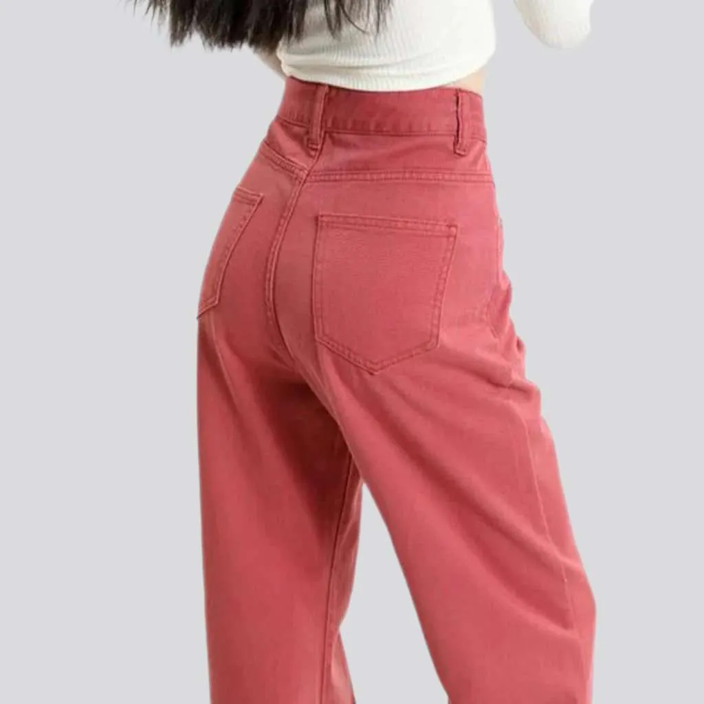 Wide-leg color women's jeans