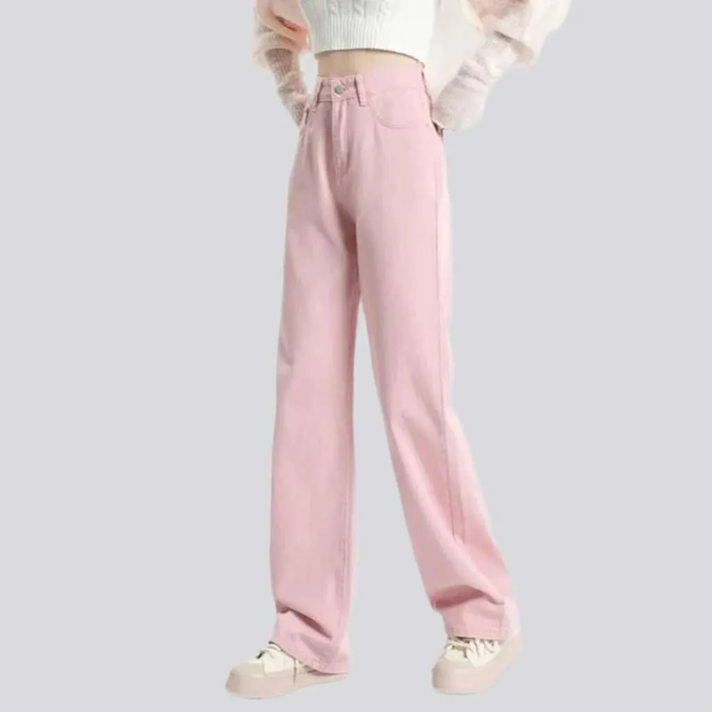 Wide-leg color women's jeans