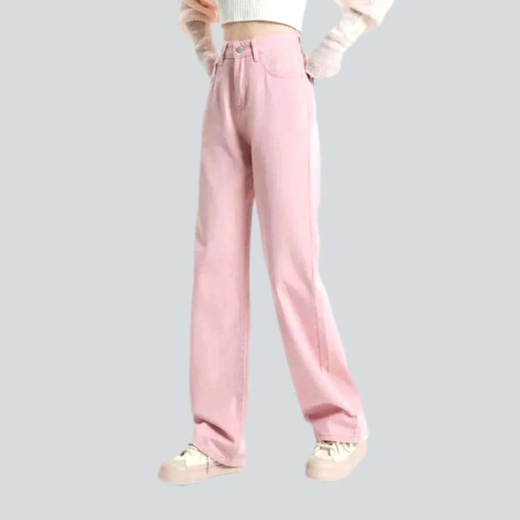 Wide-leg color women's jeans